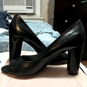 Size 7 - black leather Bandolino open toe pumps